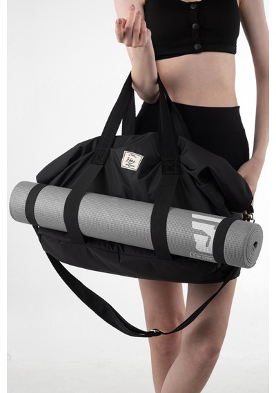 İcone Bag Icone Mat İçin Fermuar Kapamalı Yoga, Pilates, Fitness ,gym Spor Çantası Siyah