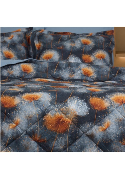 Amber Luxe Çift Kişilik Karahindiba Desenli Premium 5d Uyku Seti Çeyiz Seti Lastikli Çarşaflı Mavi
