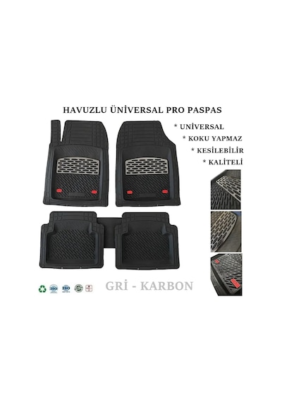 Uno 1999 Uyumlu 4 Cm Derin Havuzlu 5 Parça Set 3d Paspas Takımı Siyah - Gri