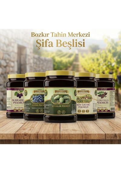 Bozkır Tahin Merkezi Karadut + Keçiboynuzu + Üzüm + Kozalak + Andız Pekmezi 5 x 950 G