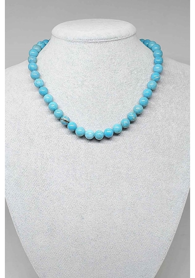 Turkuaz Taşı Kolye Royal Quality 8mm (Klipsli) Siyah