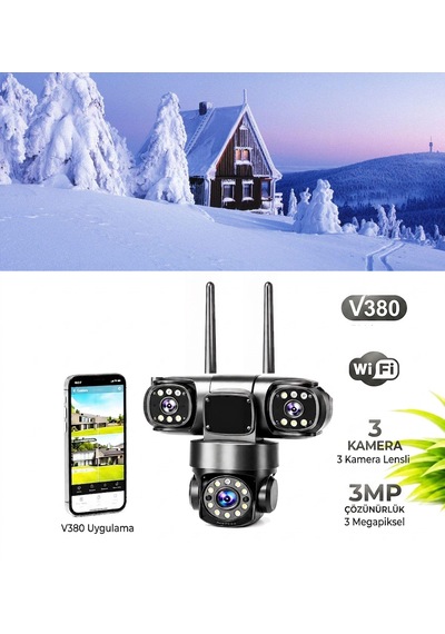 3 Mp Wifi Akıllı Kablosuz Güvenlik Kamerası - Cep Telefonu İzlemeli, Çift Yönlü Sesli Güvenlik Sistemi