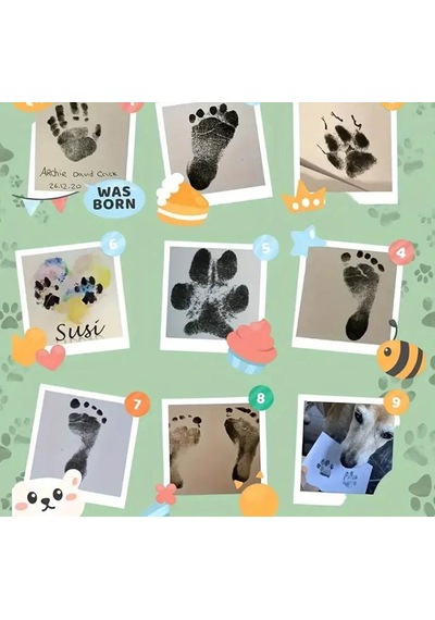 Süslüpati Kedi Köpek Pati İzi Fotoğraf Çerçevesi Seti Beyaz