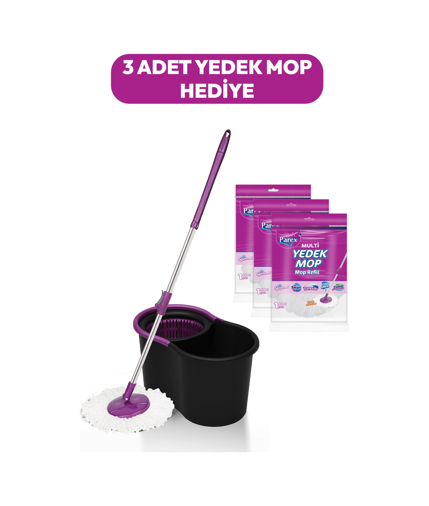 Black Editlon Otomatik Temizlik Seti Ve 3'lü Yedek Mop