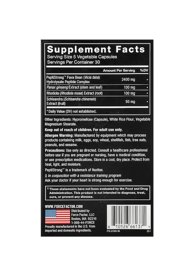 Force Factor Anabolic Muscle Builder With Aı-developed Peptistrong Panax Ginseng Rhodiola 150 Vegeta