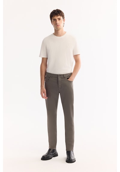 Avva Erkek Gri Haki Klasik Bel Soft Touch Pamuklu Slim Fit Pantolon B003038
