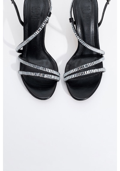 Luvishoes Luvi Shoes Nuevo Siyah Cilt Taşlı Kadın Topuklu Abiye Ayakkabı Siyah Cilt