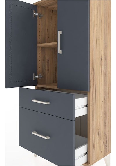 Hyperion Dolap 2 Raflı 2 Çekmeceli 2 Kapaklı 60x44x134 Çam-an... Çam