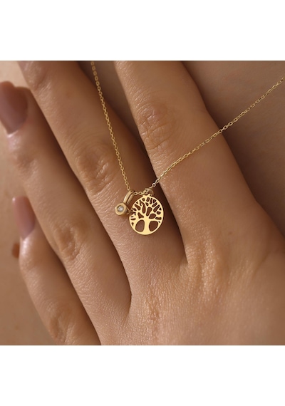 Sefa Gold 14 Ayar Altın Pırlantalı Hayat Ağacı Kolye