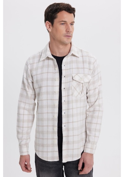 Tudors Erkek Slim Fit Dar Kesim Kareli Tek Cepli Oduncu Gömlek-41973 Çok Renkli