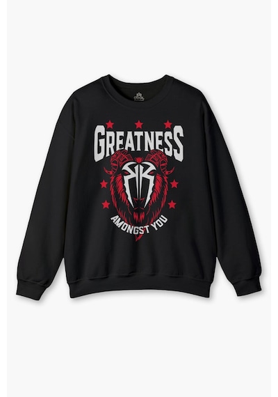 So Cool Siyah Sweatshirt Greatness Roman Reigns Gym Spor Fitness Siyah Baskılı Sweat Siyah