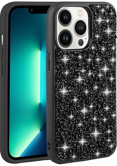 Zeyline Apple Uyumlu iPhone 13 Pro Max Parlak Taşlı Tasarım Zore Linea Kapak-siyah
