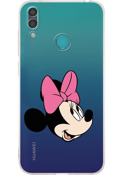 Huawei Y7 2019 Kamera Korumalı Kapak Minnie Mouse Tasarımlı Şeffaf Kılıf Şeffaf