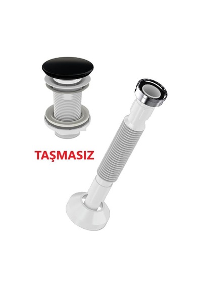 Lavabo Sifonu Clik-Clack Pup-Up Siyah Seramik Kafa Taşmasız