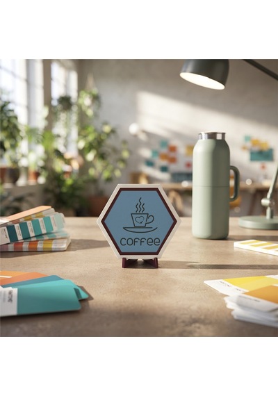 Modern Coffee Desenli Masaüstü Dekoratif Süsü Kahve Tutkunları İçin Minimalist Ve Zarif Bir Hediye Seçeneği 10x10 Cm, Gök Mavi