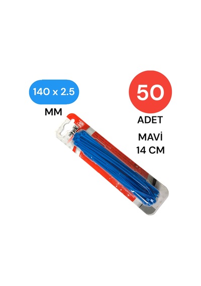 Tek-iş Plastik Kablo Bağı Klipsi Cırt Kelepçe 140 Mm X 2.5 Mm Mavi 50 Adet