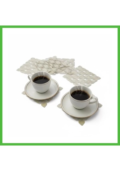 Vaveni 6 Lı Dantel Kahve Sunumluğu 15x15 Cm Asorti Desenli Türk Kahvesi Seti Arz Çok Renkli
