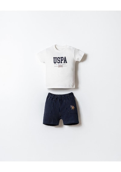 U.S. Polo Assn. Erkek Bebek 2 Li Şort T-şhirt Takım Beyaz-2266 beyaz