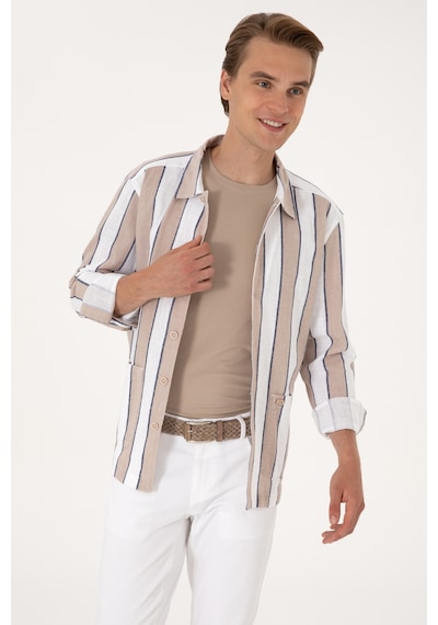 U.s. Polo Assn. Erkek Taş Gömlek Desenli 50299606-vr049 Taş Rengi