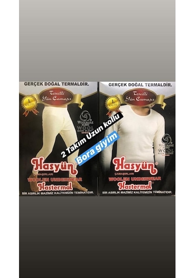 Hasyün Erkek Uzun Kollu Don 2 Takım Yün Içlik Termal Içlik
