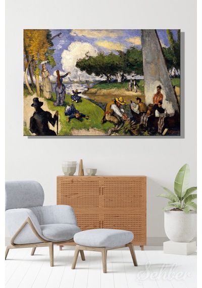 Paul Cézanne'in "balıkçılar Fantastik Sahne '' Adlı Eseri Yatay Kanvas Tablo 4756 Çok Renkli