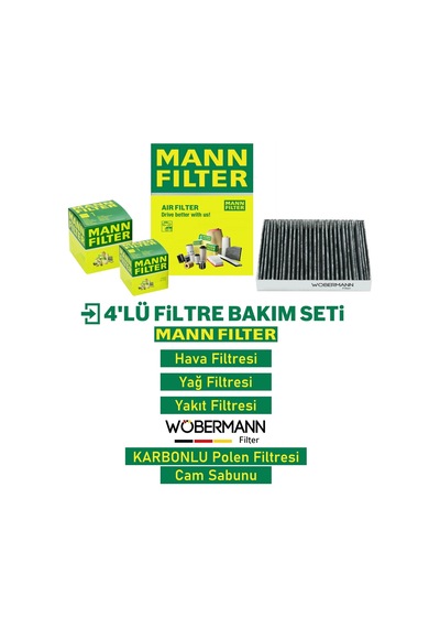 Wöbermann+mann Peugeot 206 1.4 Hdi Filtre Bakım Seti 2002-2009 4kp