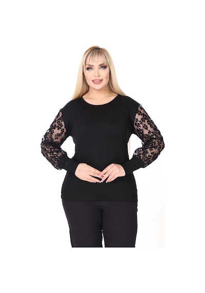 Siyah Papatya Kol Büyük Beden Bluz 27e-2639 Siyah