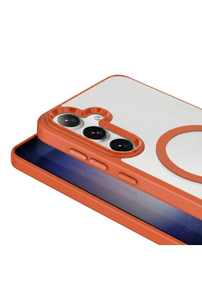 Samsung Uyumlu Galaxy S26 Plus Kılıf M-safe Şarj Özellikli Şeffaf Transparan Arka Görünüm Renkli Çerçeve M-safe Zore Kapak Siyah