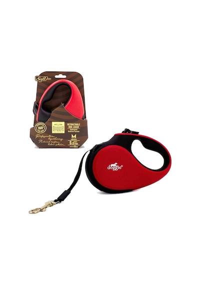 Doggie Otomatik Köpek Tasması Soft M 25 KG 5 Mt Kırmızı