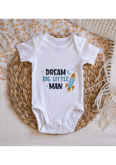 Bitmeyenkartus Bk Kids Dream Big Little Man Tasarımlı Bebek Body Zıbın - Model 1 Çok Renkli