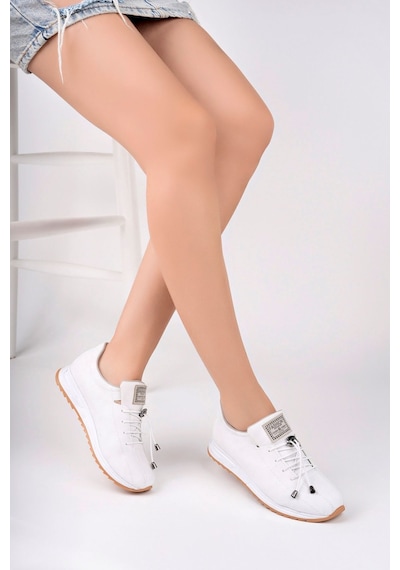 Mcaserıng Ortopedik Tabanlı Günlük Kadın Babet Spor Sneaker Ayakkabısı Bej-zetta