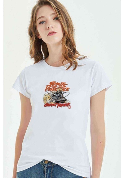 Ghost Rıder Spırıts Of Vengeance Baskılı Beyaz Kadın Tshirt