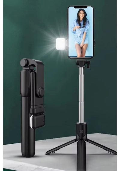Kendiliğinden Led Işıklı Kumandalı Uzayabilen Selfie Çubuğu,masa Üstü Tripod Çok Renkli