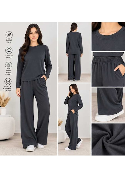 Antrasit Yeni Sezon Kadın Pijama Takım Gri