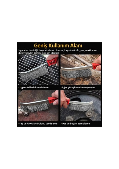 Tel Fırça Plastik Saplı Pas Temizleme Fırçası Sert Kıl Yapı, Metal & Izgara Temizleyici - 867612050