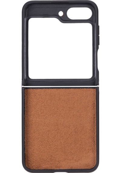 Samsung Galaxy Z Flip5 Uyumlu, Hakiki Deri, El Yapımı Arka Kapak Antik Kahve Diğer