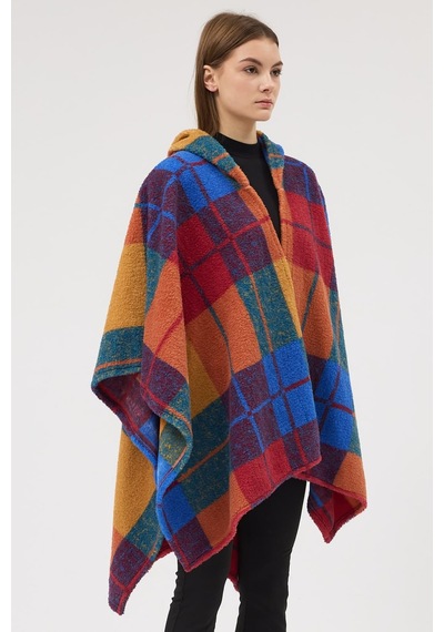 Buly Cozy Soul Kapüşonlu Panço Çok Renkli