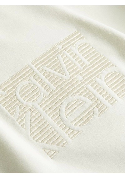 Calvin Klein Erkek İşlemeli Logolu T-shirt Beyaz