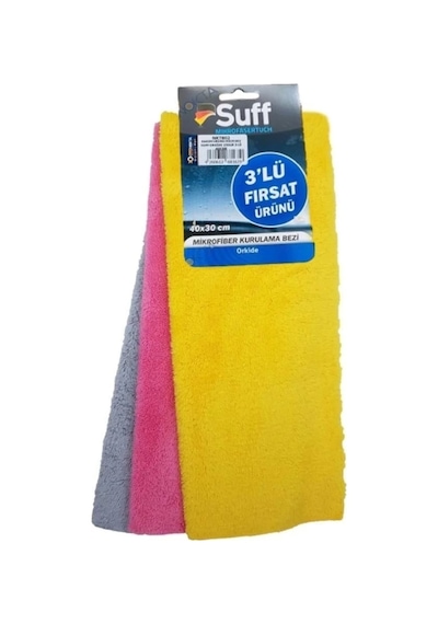 Suff Orkide Mikrofiber Yumuşak Cila Ve Kurulama Bezi 3 Lü 40x40cm Renkli