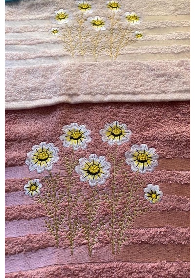 Daisy Soft 4lü Nakışlı Çeyizlik Havlu Takımı Çok Renkli