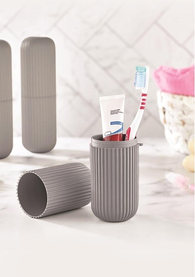 Gri Seyahat Tipi Diş Fırçası & Aksesuar Kutusu & Çok Amaçlı Saklama Kabı