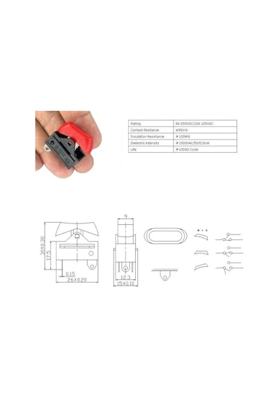 Ic-209 Saç Kurutma Makinası Düğmesi Anahtarı 3p 0-1-2 Siyah
