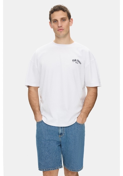 Ucla Kaıus Beyaz Bisiklet Yaka Baskılı Ve Nakışlı %100 Pamuk Oversize Erkek Tshirt
