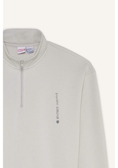 DeFacto Marvel Boxy Fit Dik Yaka Fermuarlı Sırt Baskılı Sweatshirt D6771AX25SPGR503