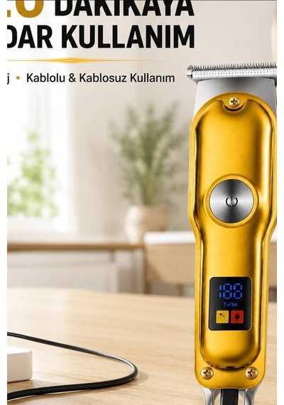 3 Taraklı Şarjlı Saç Sakal Tıraş Makinesi, Turbo Modlu Led Gösterge T Bıçak Kesim Bx-313666
