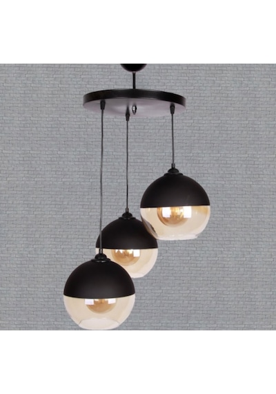 Mylights Retro Üçlü Sarkıt Avize 20Cm Camlar Rustik Avize