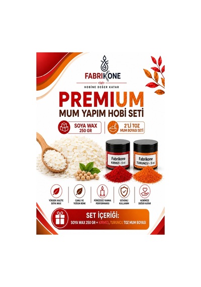 Premium Mum Yapım Hobi Seti - Soya Wax 250 Gr - 2'li Toz Mum Boyası Seti - Kırmızı, Turuncu Bkfabsw2502kt Karışık