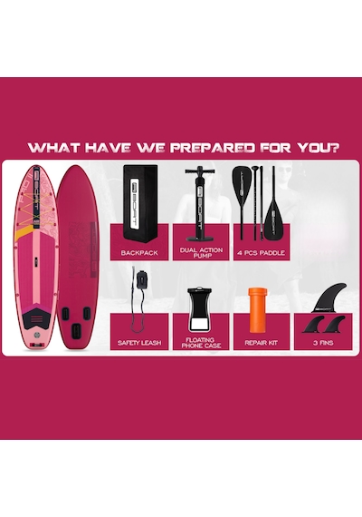 Air Power Pink 335x86x15 Cm Çift Taraflı Kürekli Şişme Paddle Board Sup Seti 175 Kg