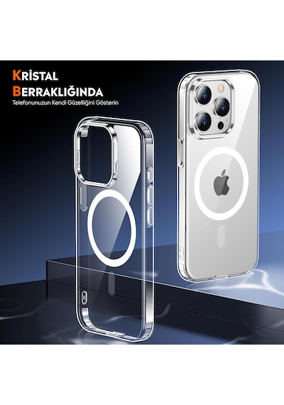 İphone 14 Pro Max Şeffaf Magsafe Uyumlu Kılıf Darbeye Dayanıklı Şeffaf Telefon Kılıfı Kamera Koruyucu İnce Ve Şık Tasarım Seffaf