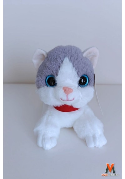 Sevimli Peluş Yavru Kedi 35 Cm Sesli Miyavlayan Oyuncak Uyku Ve Oyun Arkadaşı 4 Renk Seçeneği Gri